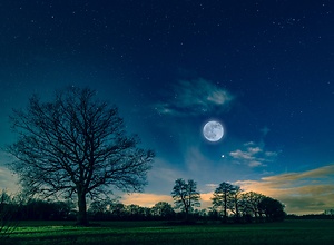 Der Mond über dem Feld