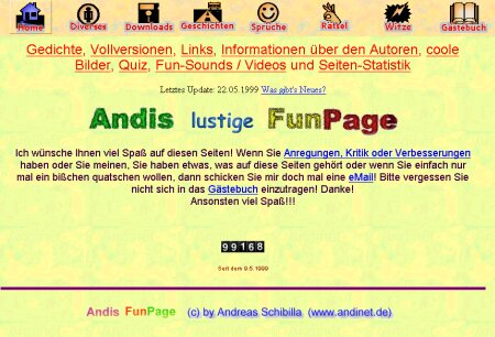 Andinet.de Homepage Design vom 22.05.1999
