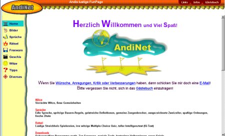 Andinet.de Homepage Design vom 12.02.2001