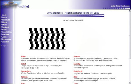 Andinet.de Homepage Design vom 05.05.2002