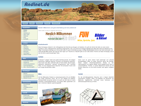 Andinet.de Homepage Design vom 06.11.2010