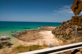 Foto aus dem Auto auf der Great Ocean Road