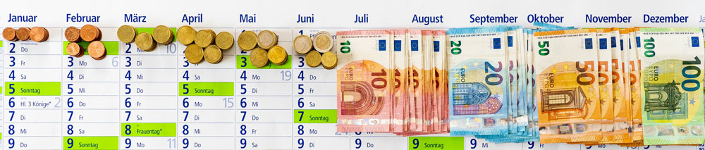 Jeden Monat etwas mehr Geld verdienen Mehr Euros von Monat zu Monat