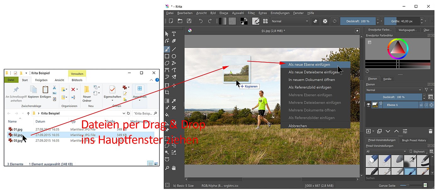 Dateien per Drag & Drop in Krita laden