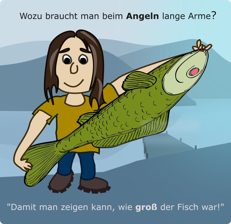 Angler mit langen Armen