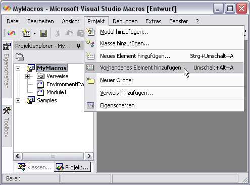 Visual Studio .NET 2003 Macro-IDE