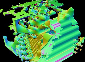 Representation of a defective 3D model using an adaptive distance field renderer.