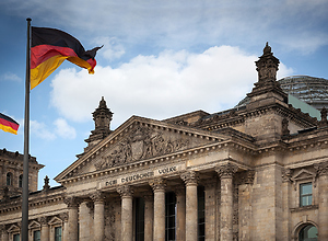 In front of the German Reichstag.