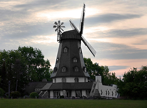 Photo of the Wesseller windmill at dusk.