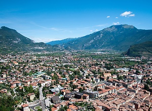 View over the small town Riva del Garda in Italy.