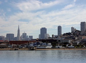 View over the bay - San Francisco skyline in California.