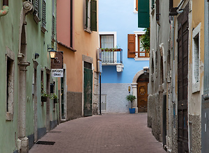 An empty street in Riva Del Garda in Italy.