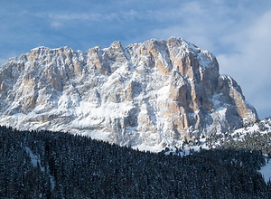 Dolomites snow cliffs.