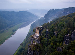 Dusk in the Elbe Sandstone Mountains.