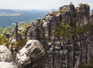 Huge rock formations in the Elbe Sandstone Mountains