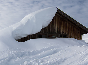 Snowy hut in the Alps near Mayrhofen