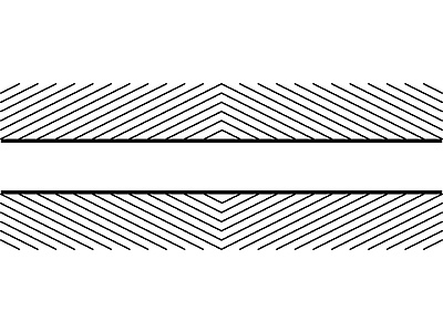 Two straight, parallel lines