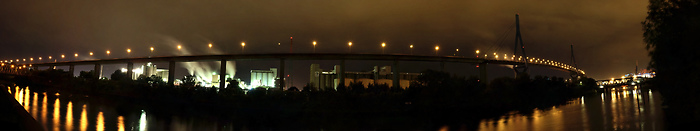 Köhlbrand bridge at night in Hamburg