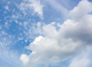 Blue sky with many clouds.